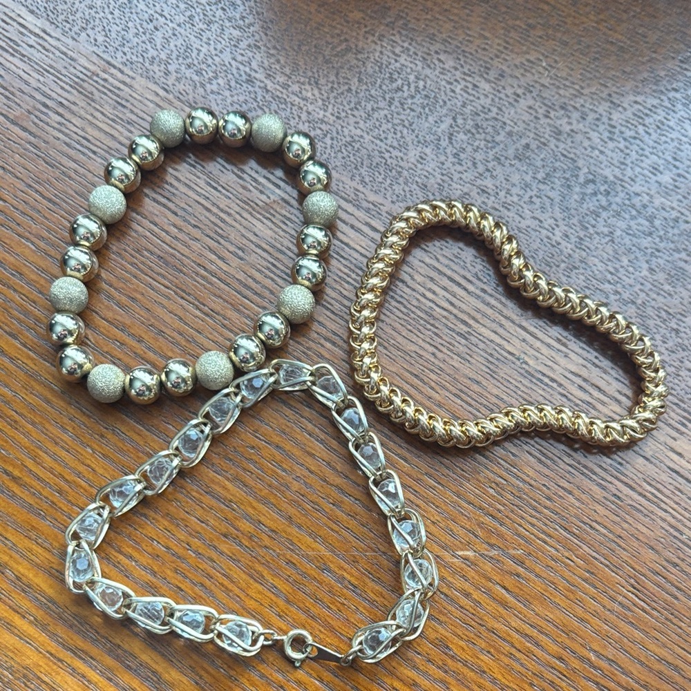 Set of Three Gold tone Bracelets